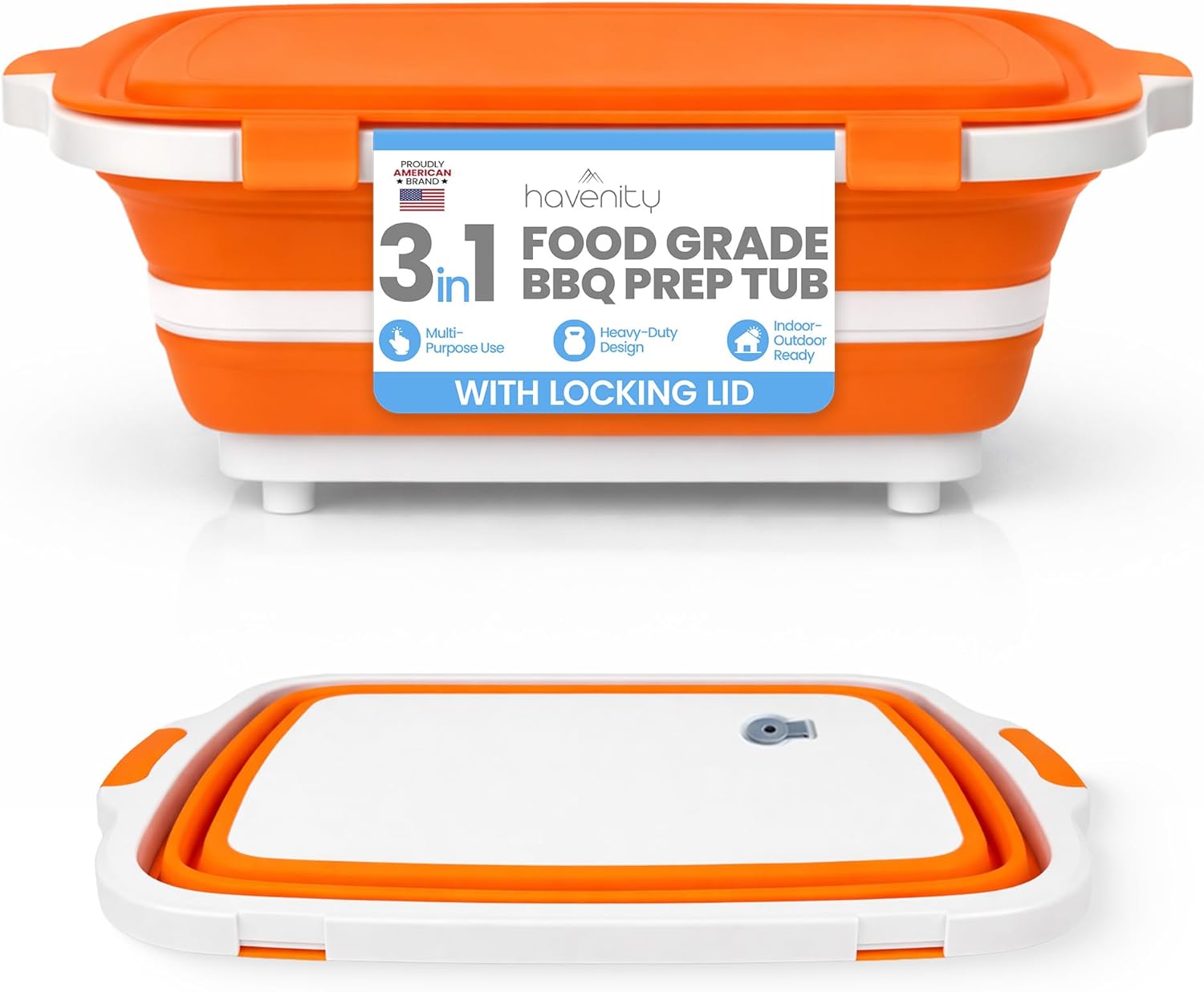 Meal Prep Cutting - 8L Collapsible BBQ Prep Tub with