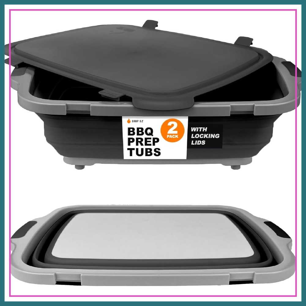 Meal Prep Cutting - Collapsible BBQ Prep Tubs 2-Piece Set