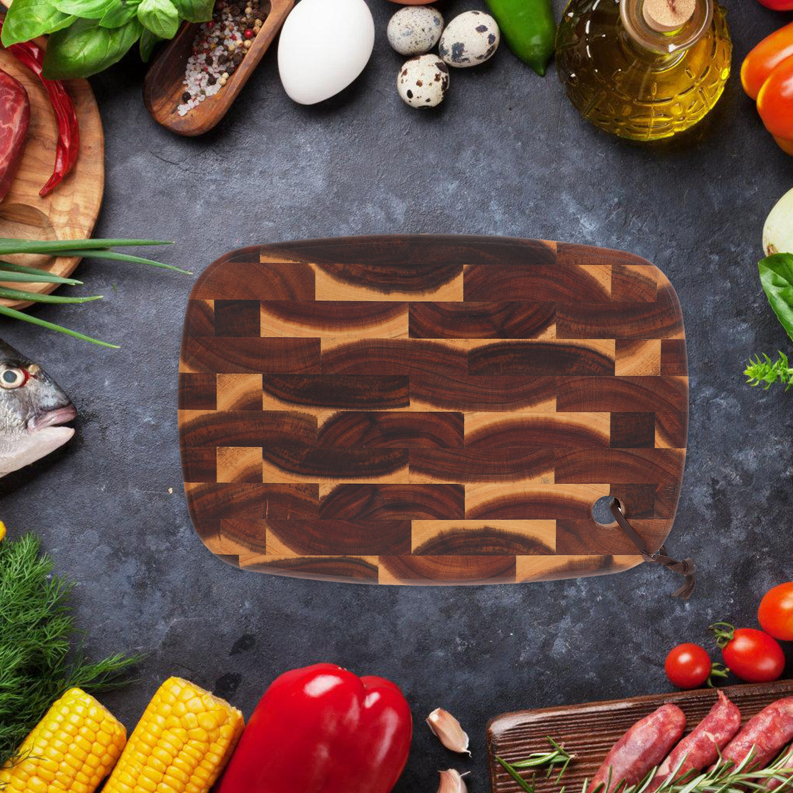Meal Prep Cutting - Wood Cutting Board Stable Safe Wooden