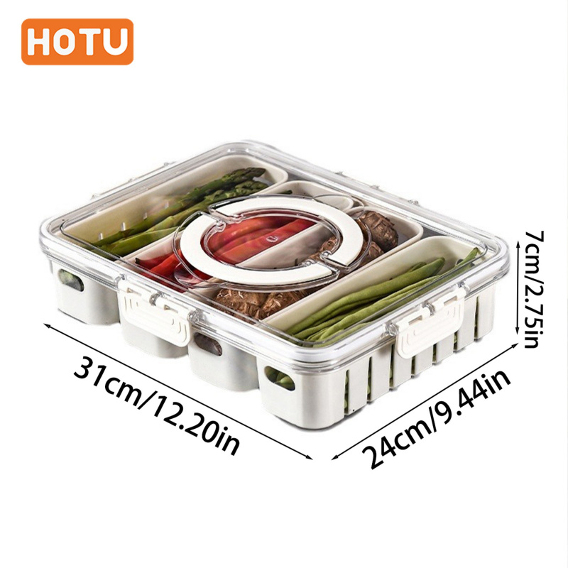 4-Section HOTU Fridge Containe - Meal Prep Veggie recension och pris