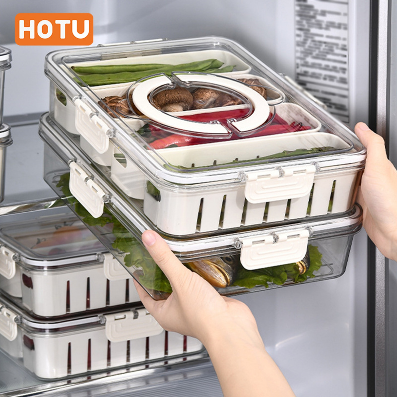 4-Section HOTU Fridge Containe - Meal Prep Veggie recension och pris