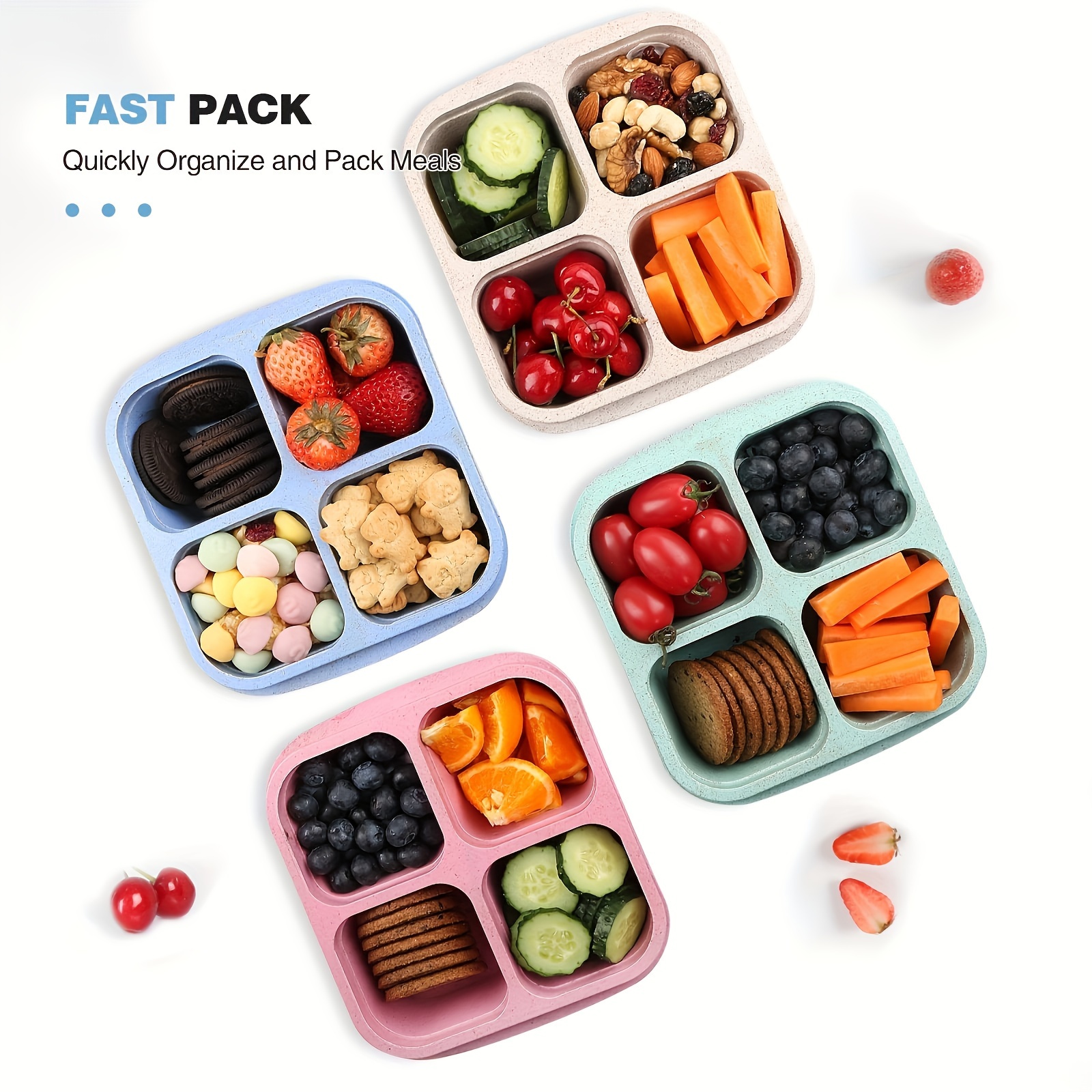3pcs Bento Snack Boxes with Li - Meal Prep No Microwave recension och pris