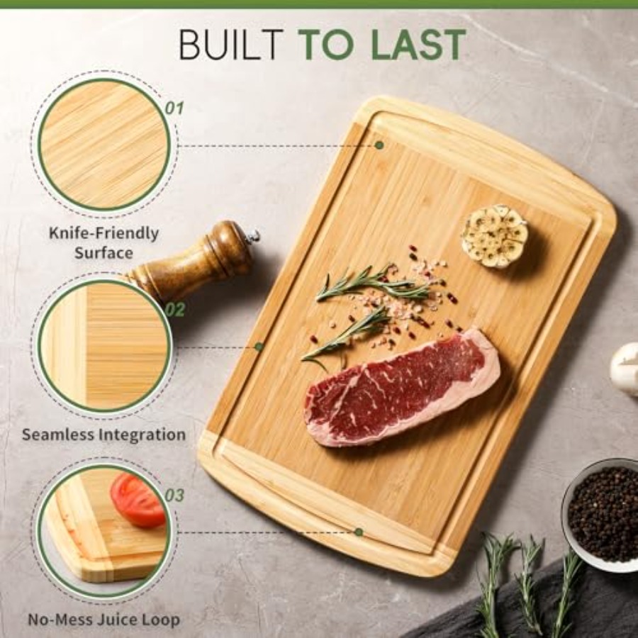Large Wooden Cutting Board for - Meal Prep Cutting recension och pris
