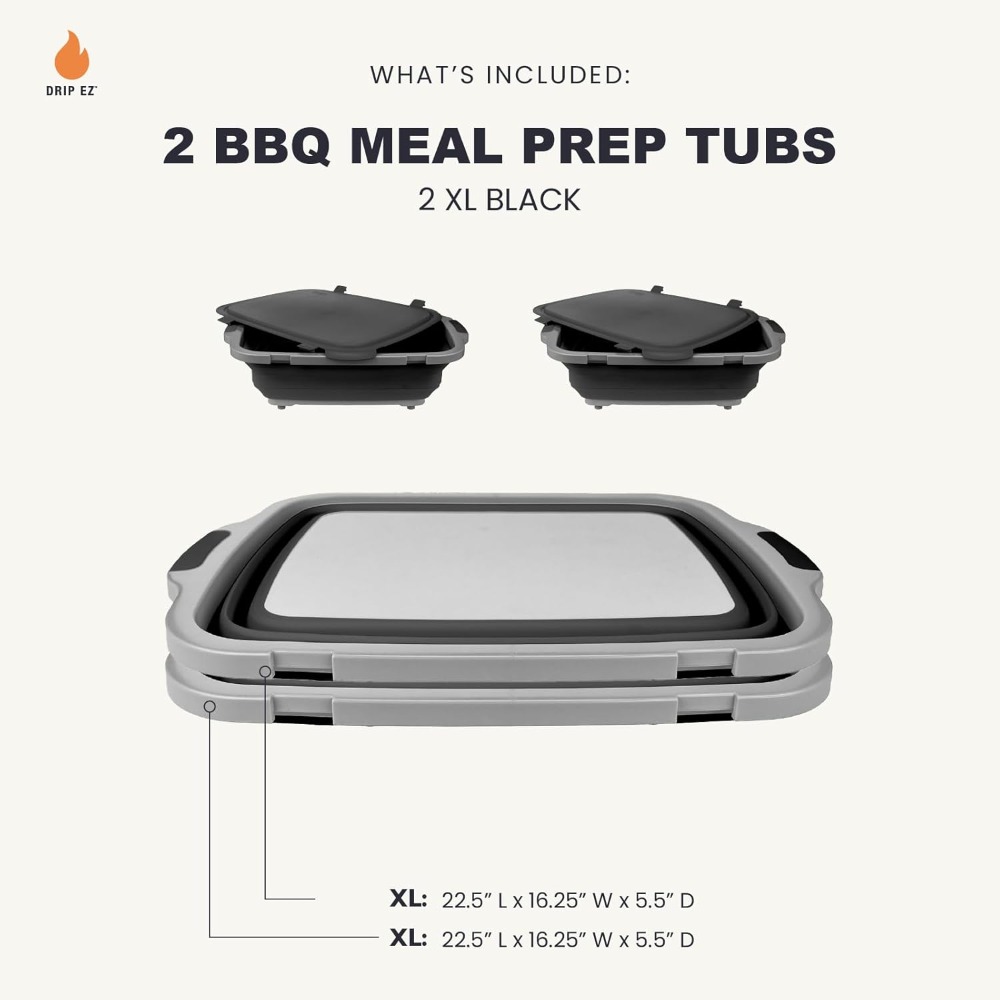Collapsible BBQ Prep Tubs 2-Pi - Meal Prep Cutting recension och pris
