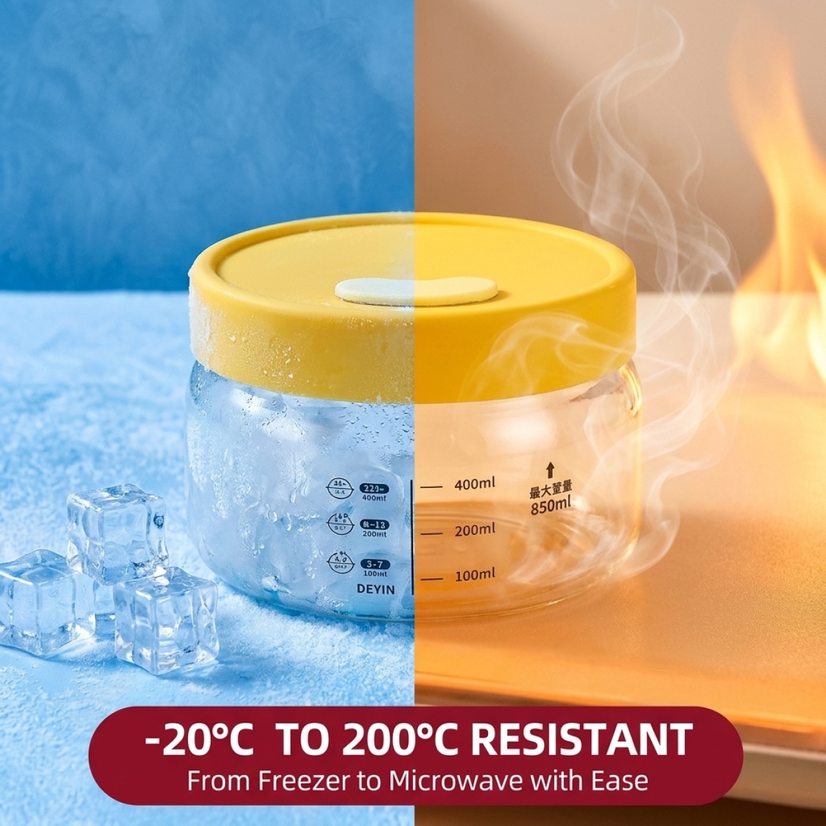 Hot Sale Yellow Glass Food Con - Meal Prep Yellow recension och pris