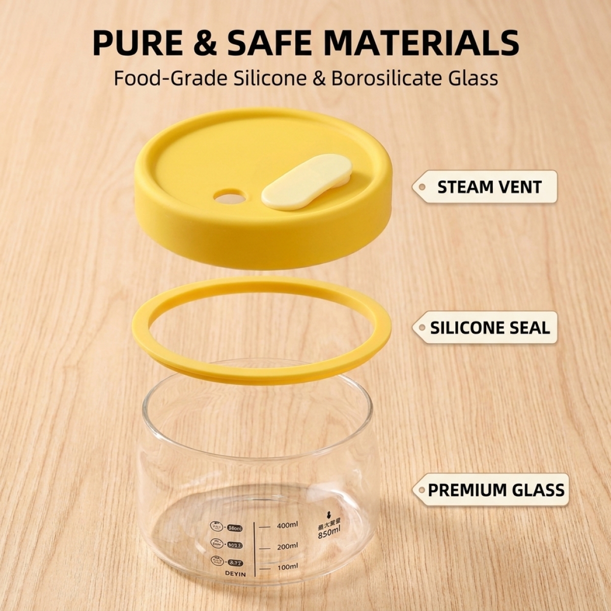 Hot Sale Yellow Glass Food Con - Meal Prep Yellow recension och pris