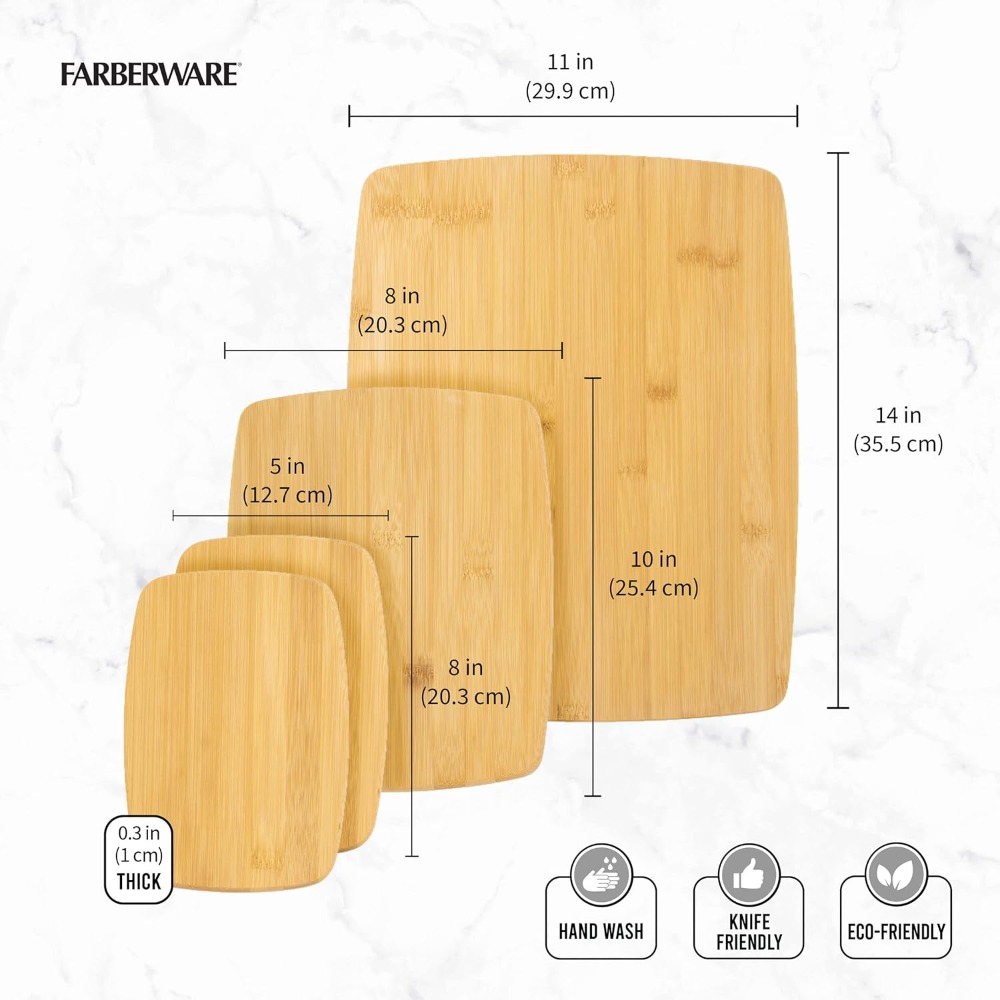 4-Piece Bamboo Cutting Board S - Meal Prep Cutting recension och pris