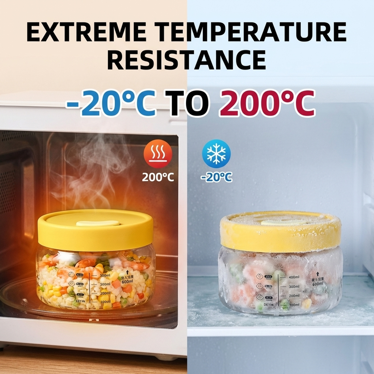 High Borosilicate Glass Bowl w - Meal Prep Yellow recension och pris