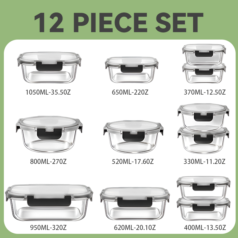 12pcs Glass Lunch Box Food Sto - Meal Prep No Microwave recension och pris