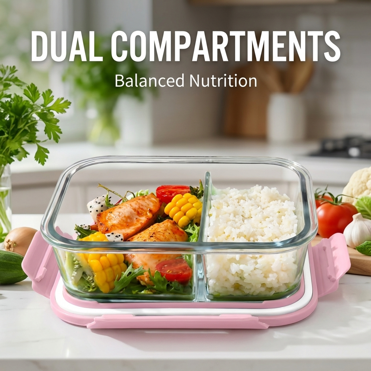 Portable Pink Glass Meal Prep  - Meal Prep Easy Healthy recension och pris