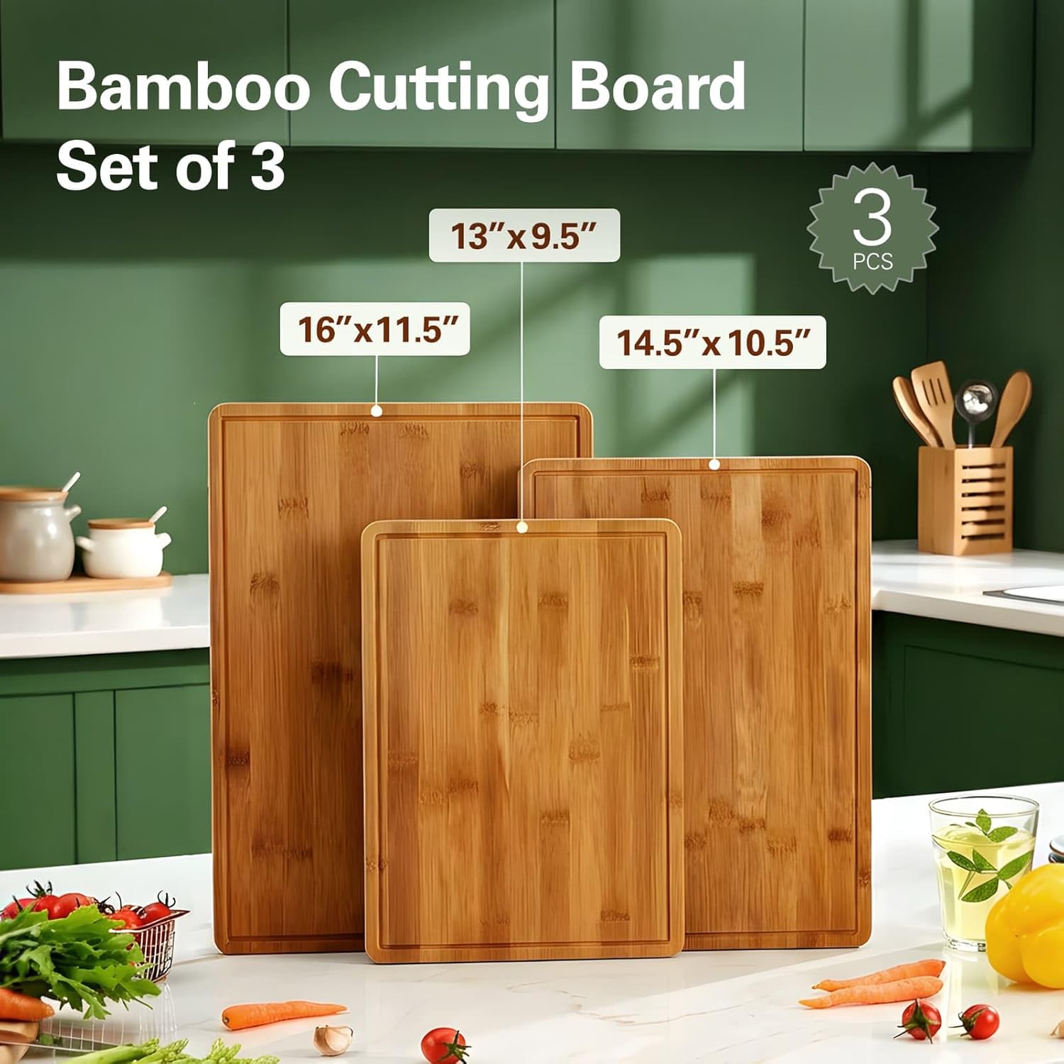 Bamboo Cutting Boards for Kitc - Meal Prep Cutting recension och pris